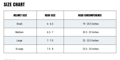 schutt-chart - US Sports Gear